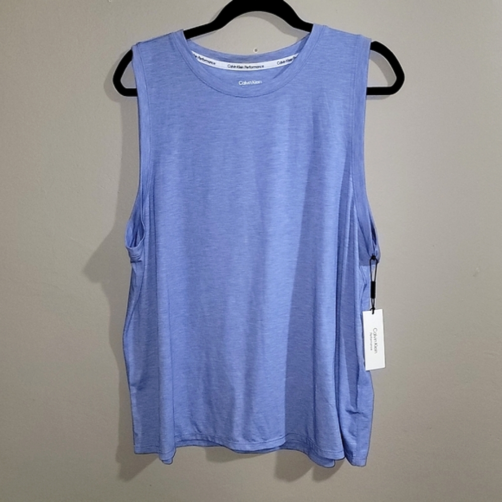 Calvin Klein NWT Blue Sleeveless Performance Activewear Tank Top - SIZE LARGE